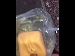 Outdoor Masturbation at my Campsite, Fucking My Pussy & Ass Stroker then eating out my Anal Creampie