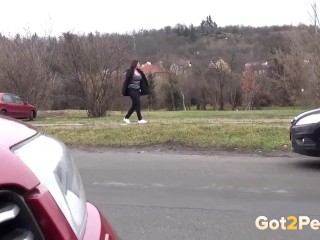 Desperate To Pee Babe Does It In Public