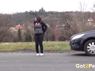 Desperate To Pee Babe Does It In Public