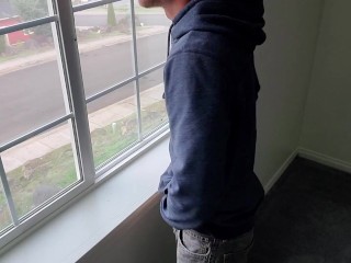Stroking my cock before my real estate showing! A vacant house has me horny.