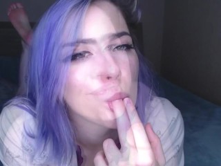 Girl talks to you sweetly while masturbating your cock POV