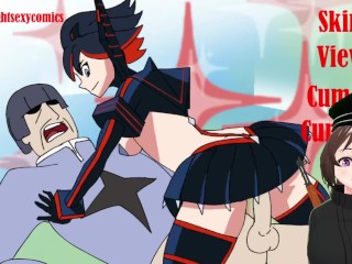 Ryuko Matoi cavalgando no pau ate gozar