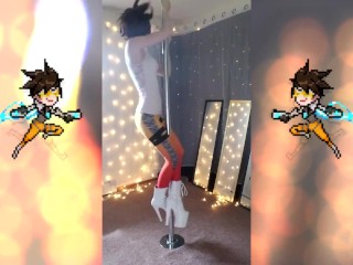 Tracer Cosplay Pole Dance Strip Session by SheyTheGay