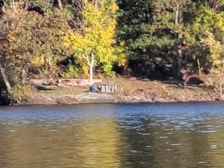 Showing my pussy off to the lady across the lake until I was CAUGHT by a hiker