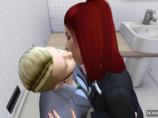 Office mates have sex in the bathroom - Sexual Hot Animations