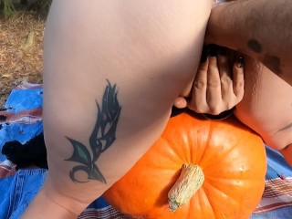 This pUmPkiN sLUt gets creampied then fisted! Doggystyle outdoor!