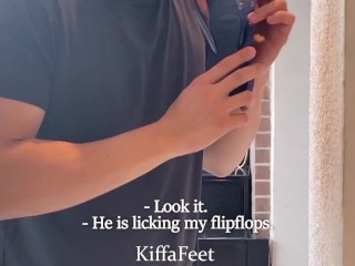 Goddess Kiffa and Mandy - Sexy Step-Cousins turns him into foot slave EP 3 FLIP FLOPS FOOT WORSHIP