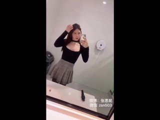 Super sissy Asian teen Ladyboy public exposure cock and pissing on the toilet