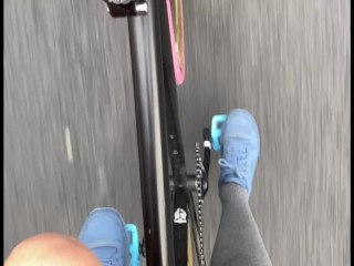 Sweaty sneaker removal after bike ride