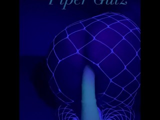 Piper rides glow in the dark horse dildo and cums loudly multiple times!