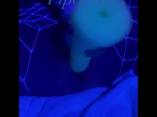 Piper rides glow in the dark horse dildo and cums loudly multiple times!