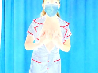 Nurse MILF in Medical Gloves Gets a Mouth Full of Cum and Spit it in her Covid Mask| POV blowjob