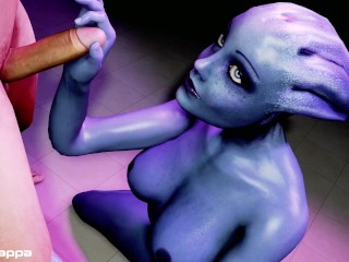 Liara edging a big cock (teasing, bj, deepthroat, hj, rimming, jerk off) Mass Effect parody