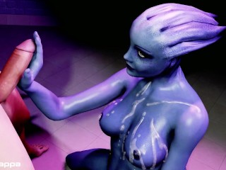 Liara edging a big cock (teasing, bj, deepthroat, hj, rimming, jerk off) Mass Effect parody