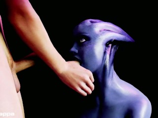 Liara edging a big cock (teasing, bj, deepthroat, hj, rimming, jerk off) Mass Effect parody