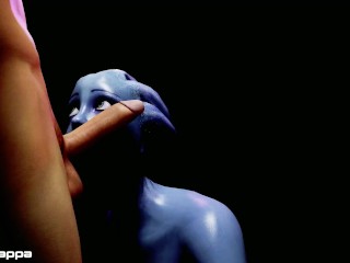 Liara edging a big cock (teasing, bj, deepthroat, hj, rimming, jerk off) Mass Effect parody