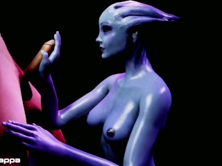 Liara edging a big cock (teasing, bj, deepthroat, hj, rimming, jerk off) Mass Effect parody