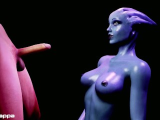 Liara edging a big cock (teasing, bj, deepthroat, hj, rimming, jerk off) Mass Effect parody