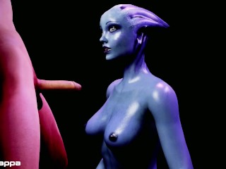 Liara edging a big cock (teasing, bj, deepthroat, hj, rimming, jerk off) Mass Effect parody