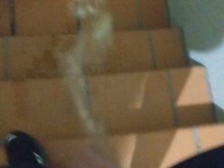 Pissing all over public stairs