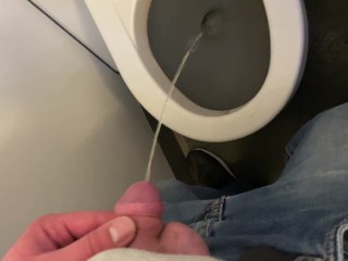 Soft dick pee aboard a moving airplane