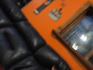 Sexy Morrigan with big tits pegs her Viking! Up close cumshot! 