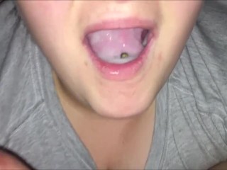 Hot Shemale Fills Dick Craving Wife Mouth Full Of Cum To Swallow After Deep Throat 