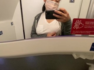 I got SO horny on the plane! I had to play with my swollen Asian tits
