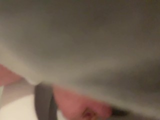 Wanking my 4 inch dick in busy public toilet