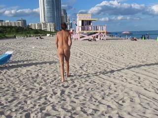 Nude Beach MILF with long legs and beautiful nipples
