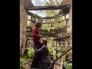 British couple suck and fuck in an abandoned mansion 