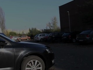 Squatting Between Parked Cars To Piss In Public