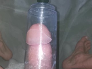 1 million views | Extreme penis pump get my dick real thick and puffy . Handjob and cum. |Horsengine