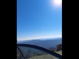 Tiny outdoor exhibitionist  flashing on a mountain peak