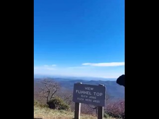Tiny outdoor exhibitionist  flashing on a mountain peak