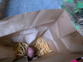 Public double handjob in the fries bag... I'm jerkin'it! A whole new way to love McDonald's!