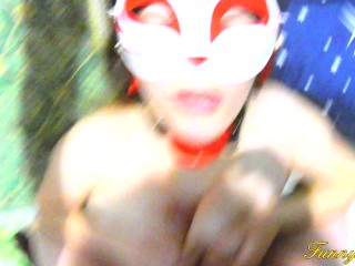 No sound Lustful collegegirl in handcuffs fucked in mouth and between boobs