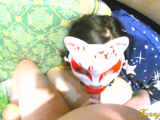 No sound Lustful collegegirl in handcuffs fucked in mouth and between boobs