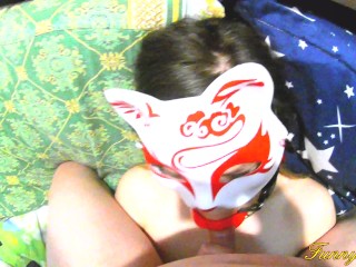 No sound Lustful collegegirl in handcuffs fucked in mouth and between boobs