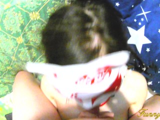 No sound Lustful collegegirl in handcuffs fucked in mouth and between boobs