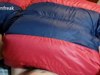 SHORT* Downfreak Humps His Favourite Down bag Until He Cums on Vintage Marmot Silky Nylon.