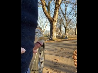 Had to piss but horny. Hard cock public pissing and cumshot outdoors. Piss then cum!
