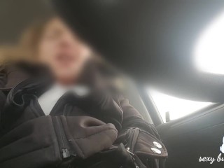 Real MILF public car masturbation during work break moaning orgasm