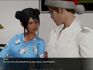 The Headmaster's christmas eve [Christmas PornPlay Hentai game] Ep.1 sexy red bikini gift