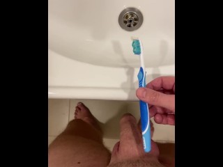 I brushed my teeth and ... the urethra. Ruined orgasm at the end. 