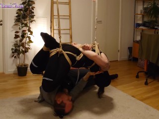 Trailer: Shibari play session with suspension in butterfly harness and spanking