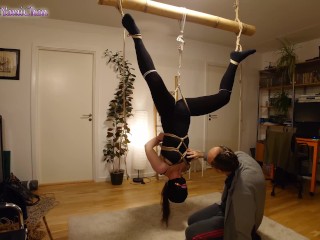 Trailer: Shibari play session with suspension in butterfly harness and spanking