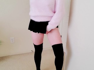 Shy Girl Pretending She Doesn’t Want To Show You What’s Under Her Skirt ;)