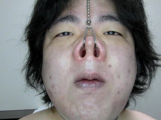 豚のオナニー　マゾ豚いじめ　20211214　マゾ豚が鼻の奥まで晒して羞恥オナニーします　鼻フックで吊り上がった鼻の中をむりやり観察されてるみたいで恥ずかしいです