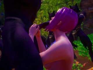 Furry flock werewolves | blowjob in front of spectators